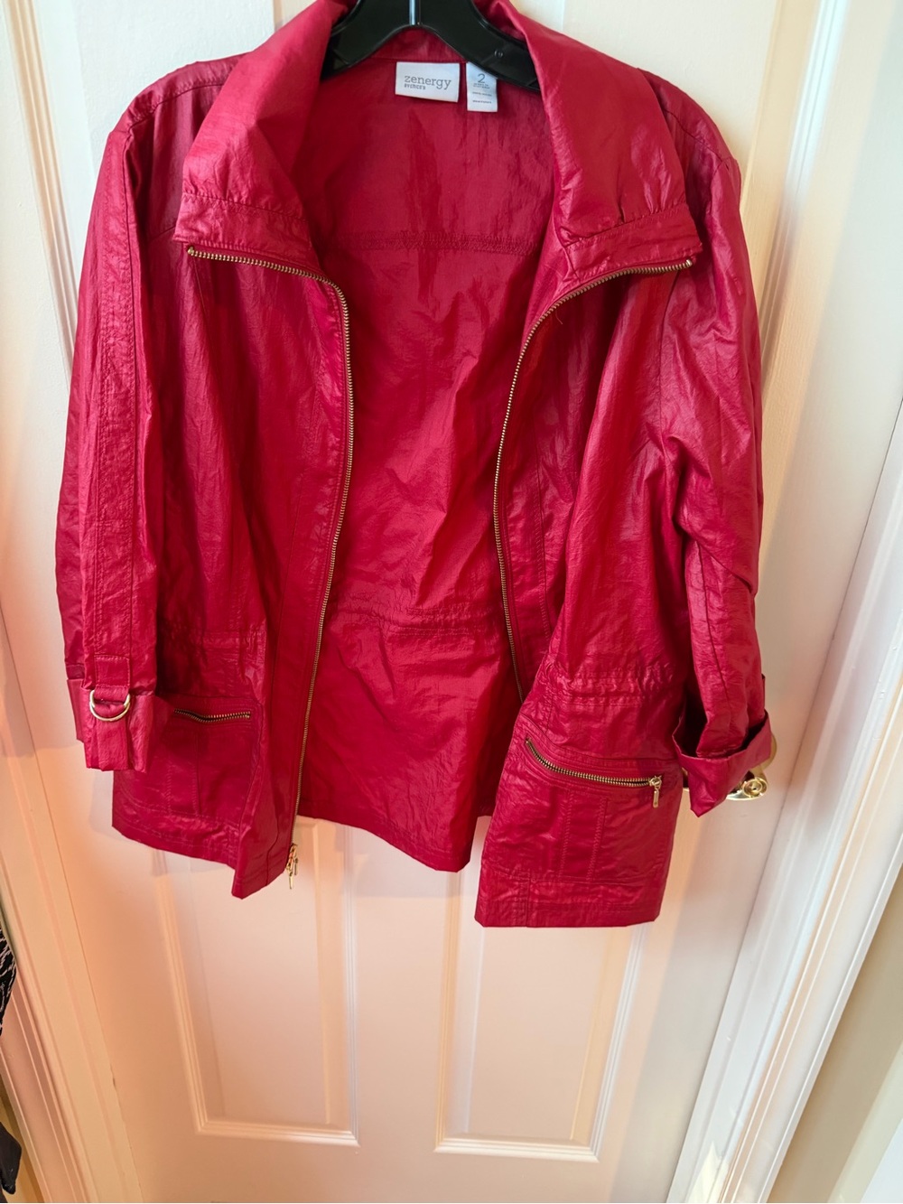 Chico's Hot Pink Zip-Front Utility Jacket sz 2